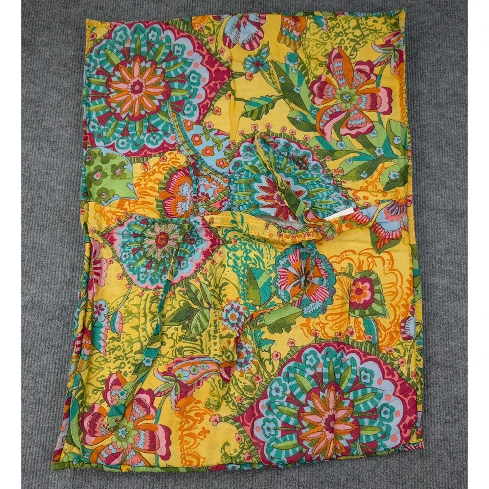 Pottery Barn Pillow Covers 25x18 Cotton Floral India Boho Cottage Colorful Retro